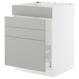 SEKTION / MAXIMERA Base cab f sink/waste sort/4 fronts, white/Havstorp light gray, 24x24x30 "