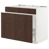 SEKTION / MAXIMERA Base cab f sink/waste sort/4 fronts, white/Sinarp brown, 36x24x30 "