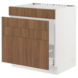 SEKTION / MAXIMERA Base cab f sink/waste sort/4 fronts, white/Tistorp brown walnut effect, 30x24x30 "