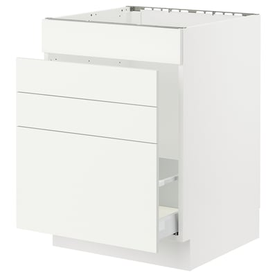 SEKTION / MAXIMERA Base cab f sink/waste sort/4 fronts, white/Vallstena white, 24x24x30 "