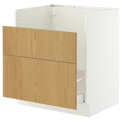 SEKTION / MAXIMERA Base cab f TALLSJÖN sink, white/Sinarp oak veneer, 30x24x30 "