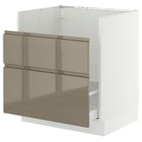 SEKTION / MAXIMERA Base cab f TALLSJÖN sink, white/Voxtorp high-gloss dark grey-brown, 30x24x30 "