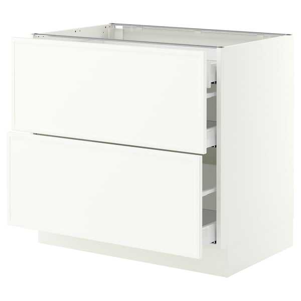 SEKTION / MAXIMERA Base cab with 2 fronts/3 drawers, white/Aspudden matt white, 36x24x30 "