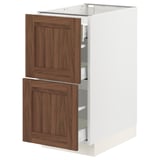 SEKTION / MAXIMERA Base cab with 2 fronts/3 drawers, white Enköping/brown walnut effect, 15x24x30 "