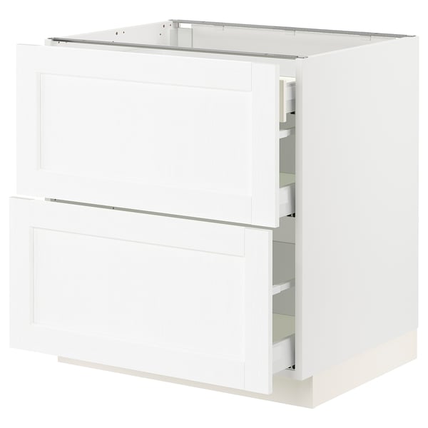 SEKTION / MAXIMERA Base cab with 2 fronts/3 drawers, white Enköping/white wood effect, 30x24x30 "
