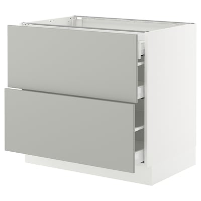 SEKTION / MAXIMERA Base cab with 2 fronts/3 drawers, white/Havstorp light gray, 36x24x30 "