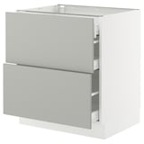 SEKTION / MAXIMERA Base cab with 2 fronts/3 drawers, white/Havstorp light gray, 30x24x30 "