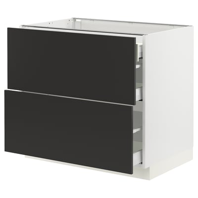 SEKTION / MAXIMERA Base cab with 2 fronts/3 drawers, white/Nickebo matt anthracite, 36x24x30 "