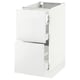 A white SEKTION kitchen cabinet with two drawers in a modern design. It a sleek, glossy finish and sturdy build.