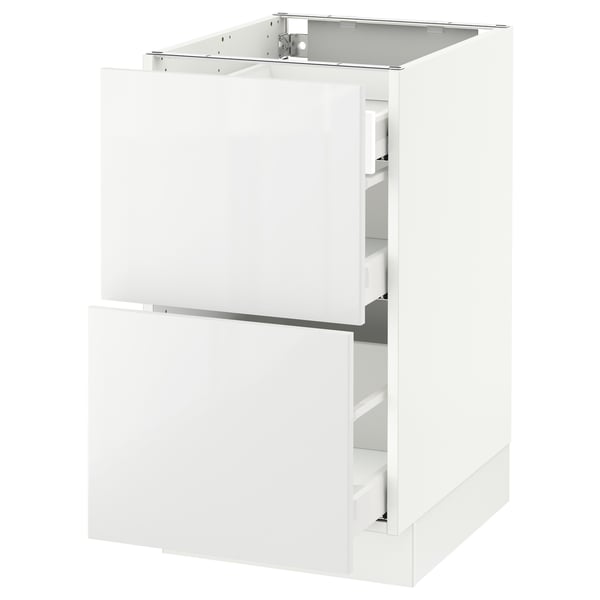 SEKTION white kitchen cabinet, modern high gloss finish with smooth drawers.