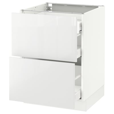 SEKTION white gloss cabinet, sleek modern design, 2-drawer base frame.