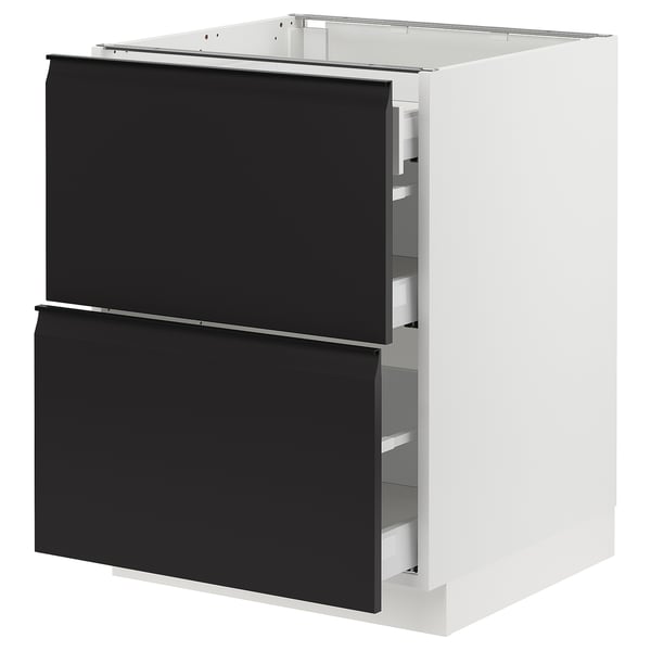 SEKTION / MAXIMERA Base cab with 2 fronts/3 drawers, white/Upplöv matt anthracite, 24x24x30 "