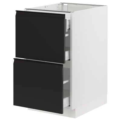 SEKTION / MAXIMERA Base cab with 2 fronts/3 drawers, white/Upplöv matt anthracite, 18x24x30 "