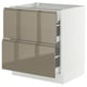 SEKTION / MAXIMERA Base cab with 2 fronts/3 drawers, white/Voxtorp high-gloss dark grey-brown, 30x24x30 "