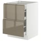 SEKTION / MAXIMERA Base cab with 2 fronts/3 drawers, white/Voxtorp high-gloss dark grey-brown, 24x24x30 "