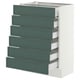 SEKTION / MAXIMERA Base cabinet 6 fronts/6 low drawers, white/Aspudden dark gray-green, 24x15x30 "