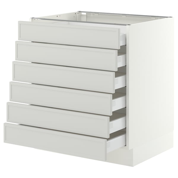 SEKTION / MAXIMERA Base cabinet 6 fronts/6 low drawers, white/Aspudden light gray, 30x24x30 "