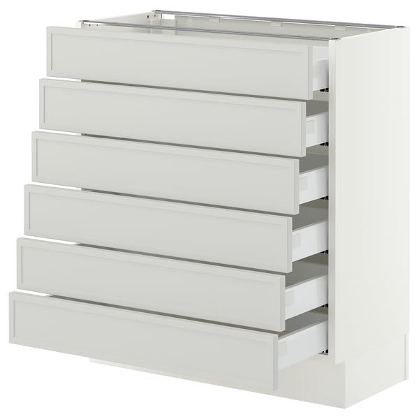 SEKTION / MAXIMERA Base cabinet 6 fronts/6 low drawers, white/Aspudden light gray, 30x15x30 "