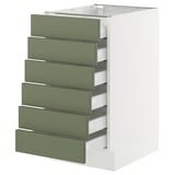 SEKTION / MAXIMERA Base cabinet 6 fronts/6 low drawers, white/Axstad gray-green, 18x24x30 "