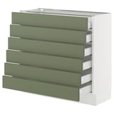 SEKTION / MAXIMERA Base cabinet 6 fronts/6 low drawers, white/Axstad gray-green, 36x15x30 "