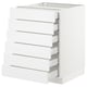 A white SEKTION kitchen cabinet with six drawers, sleek design, and modern look.