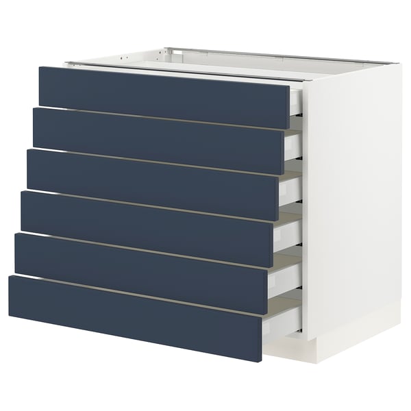 SEKTION / MAXIMERA Base cabinet 6 fronts/6 low drawers, white Axstad/matte blue, 36x24x30 "