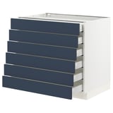 SEKTION / MAXIMERA Base cabinet 6 fronts/6 low drawers, white Axstad/matte blue, 36x24x30 "