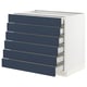 SEKTION / MAXIMERA Base cabinet 6 fronts/6 low drawers, white Axstad/matte blue, 36x24x30 "