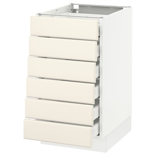 Ikea SEKTION off-white cabinet with six drawers, modern design.