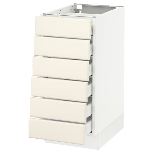 White ikea SEKTION kitchen unit with six off-white drawers in modern design.