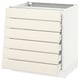 SEKTION white kitchen unit, five off-white drawers, modern design.