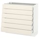 An off-white SEKTION kitchen cabinet with six drawers. It a modern, minimalist design with sleek drawer handles.