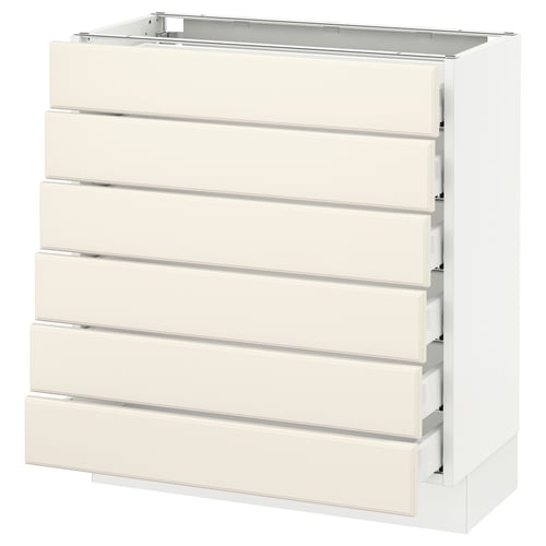 SEKTION kitchen unit in white with six drawers, sleek modern design.