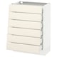 An off-white SEKTION kitchen cabinet with six drawers. It a sleek, modern design with bevelled drawer edges.
