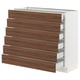 SEKTION / MAXIMERA Base cabinet 6 fronts/6 low drawers, white Enköping/brown walnut effect, 36x15x30 "