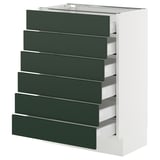 SEKTION / MAXIMERA Base cabinet 6 fronts/6 low drawers, white/Havstorp deep green, 24x15x30 "