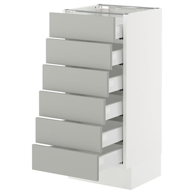 SEKTION / MAXIMERA Base cabinet 6 fronts/6 low drawers, white/Havstorp light gray, 15x15x30 "