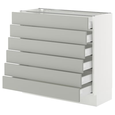 SEKTION / MAXIMERA Base cabinet 6 fronts/6 low drawers, white/Havstorp light gray, 36x15x30 "
