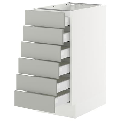 SEKTION / MAXIMERA Base cabinet 6 fronts/6 low drawers, white/Havstorp light gray, 15x24x30 "