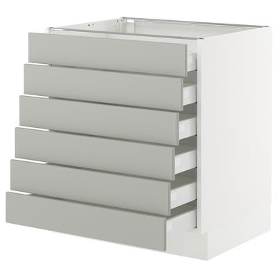 SEKTION / MAXIMERA Base cabinet 6 fronts/6 low drawers, white/Havstorp light gray, 30x24x30 "