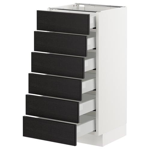 SEKTION kitchen unit, white & black drawers, rectangular shape, modern design.