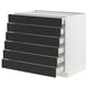 SEKTION / MAXIMERA Base cabinet 6 fronts/6 low drawers, white/Nickebo matt anthracite, 36x24x30 "