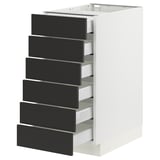 SEKTION / MAXIMERA Base cabinet 6 fronts/6 low drawers, white/Nickebo matt anthracite, 15x24x30 "