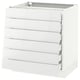 A white SEKTION kitchen cabinet with six glossy drawers and a sleek design.