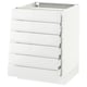 White SEKTION kitchen cabinet with six glossy drawers; sleek, modern design, high quality materials.