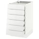 A white SEKTION kitchen cabinet with six smooth, high-gloss drawers.