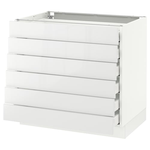 SEKTION white gloss cabinet, modern, rectangular with 6 drawers, smooth fronts.