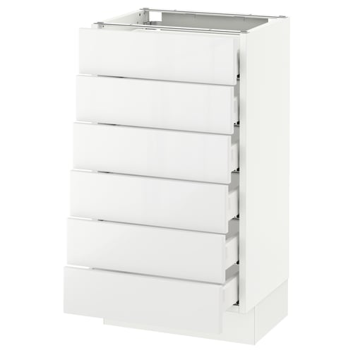 Modern high-gloss kitchen cabinet with six drawers