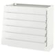 A white SEKTION kitchen cabinet with six modern, glossy drawers. The design is sleek and the cabinet is rectangular.