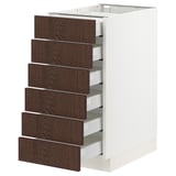 SEKTION / MAXIMERA Base cabinet/6 fronts/6 low drawers, white/Sinarp brown, 15x24x30 "